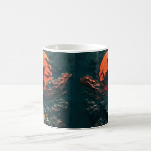 Custom Beautiful Witch Halloween Accent Mug, Perso コーヒーマグカップ (中央)