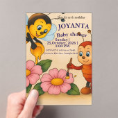 Custom bee baby shower  アクリル招待状 (インサイチュ (ポータブル))