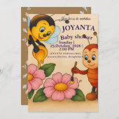 Custom bee baby shower  招待状 (正面/裏面)