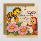 Custom bee baby shower  招待状 (正面/裏面)