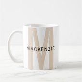 Custom Beige Monogram Mug Gift for Teacher or Girl コーヒーマグカップ (左)