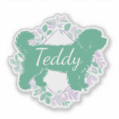 Custom Bernedoodle Sticker Matcha Green Silhouette シール (正面)