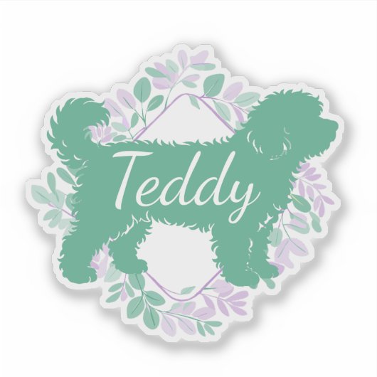 Custom Bernedoodle Sticker Matcha Green Silhouette シール (正面)