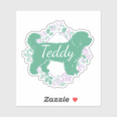 Custom Bernedoodle Sticker Matcha Green Silhouette シール (シート)