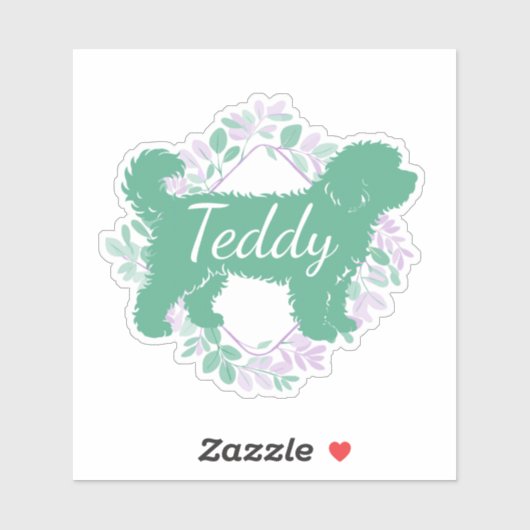 Custom Bernedoodle Sticker Matcha Green Silhouette シール (シート)