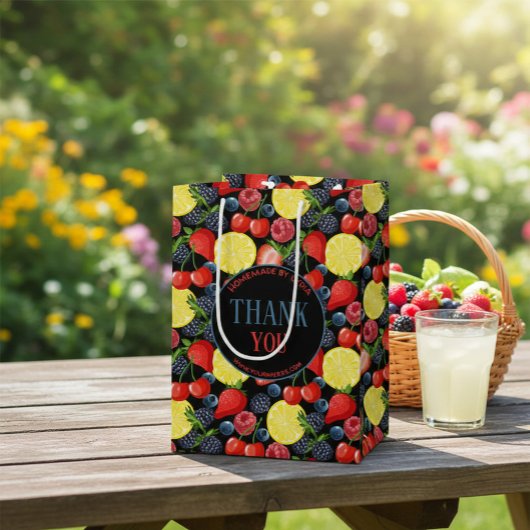 Custom Berries & Citrus Pattern Paper Gift Bag ミディアムペーパーバッグ