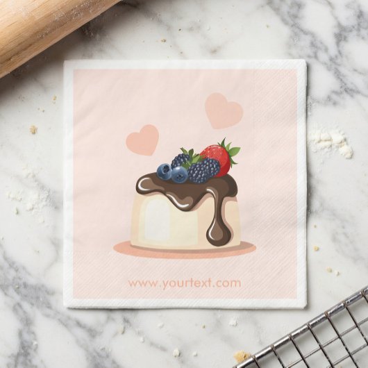 Custom Berry Dessert Illustration Paper Napkin スタンダードカクテルナプキン