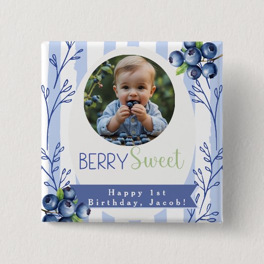 Custom  Berry Sweet Birthday photo Button 缶バッジ (正面)