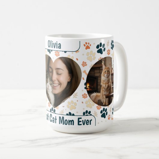 Custom Best Cat Mom Ever Coffee Mug – Personalized コーヒーマグカップ (正面右)