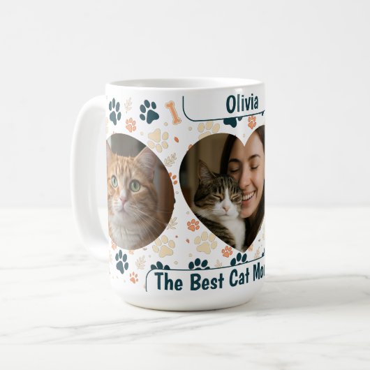 Custom Best Cat Mom Ever Coffee Mug – Personalized コーヒーマグカップ (正面左)