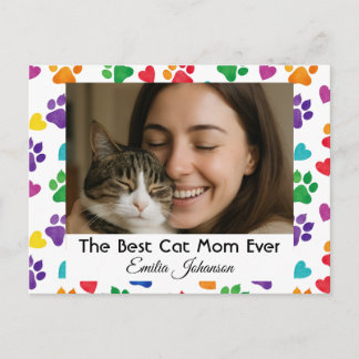 Custom Best Cat Mom Ever Photo Postcard シーズンポストカード