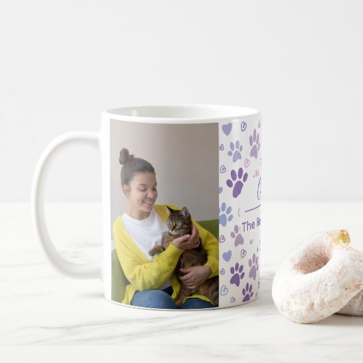 Custom Best Cat Mom Photo Mug  コーヒーマグカップ (ドーナツ)
