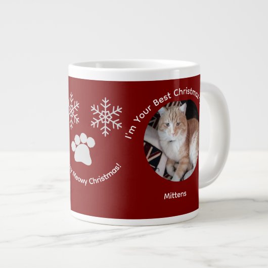 Custom Best Christmas Gift Cat Photo Specialty Mug ジャンボコーヒーマグカップ (正面右)