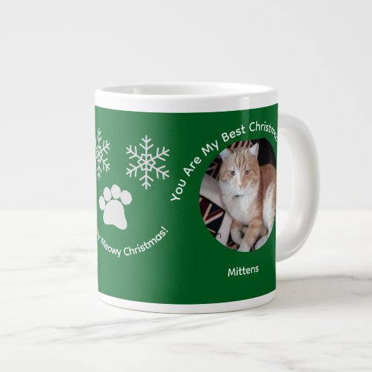 Custom Best Christmas Gift Cat Photo Specialty Mug ジャンボコーヒーマグカップ (正面右)