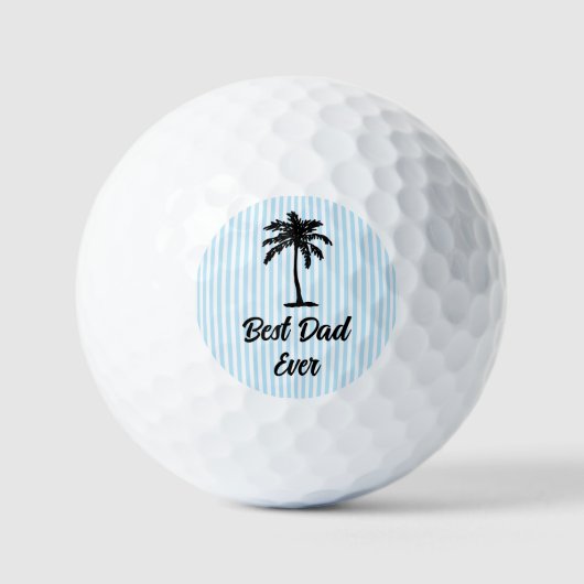 Custom Best Dad Beach Palm Tree Nautical Stripe ゴルフボール (正面)