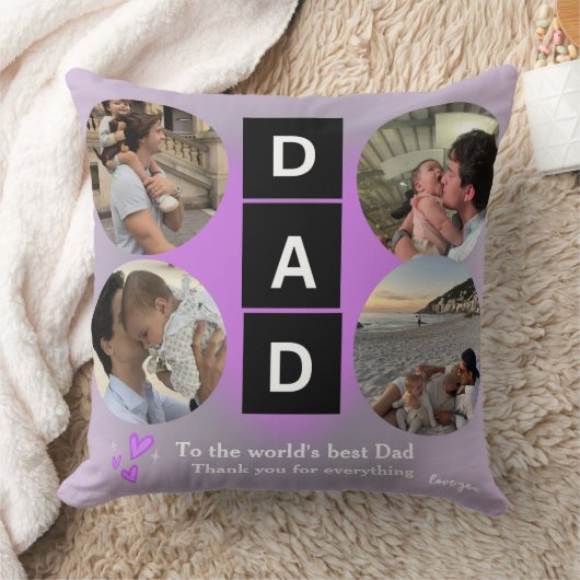 Custom "Best Dad" Photo Collage Personalized Gift  クッション (ブランケット)