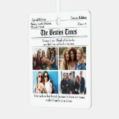 Custom Best Friends Newspaper Photo Collage メタルオーナメント (正面左)