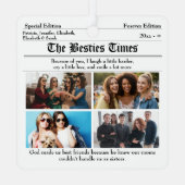 Custom Best Friends Newspaper Photo Collage メタルオーナメント (裏面)