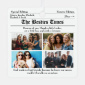 Custom Best Friends Newspaper Photo Collage メタルオーナメント (正面)