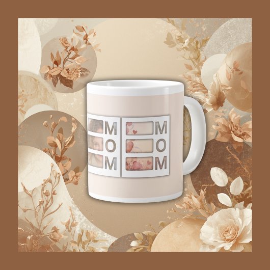 Custom best Mom 3 Photo Grid Birthday Keepsake ジャンボコーヒーマグカップ
