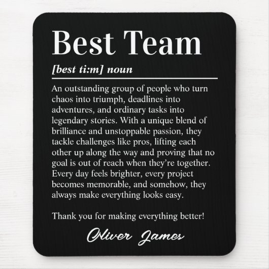 Custom Best Team Definition Employee Appreciation マウスパッド (正面)