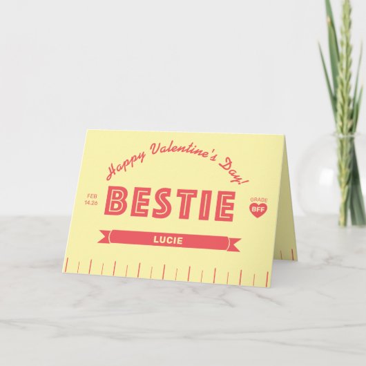 Custom BESTIE Retro Butter Stick Valentine's Day カード (正面)