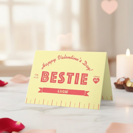 Custom BESTIE Retro Butter Stick Valentine's Day カード