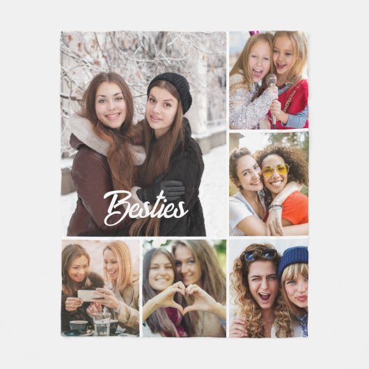 Custom "Besties" Photo Collage  フリースブランケット (正面)