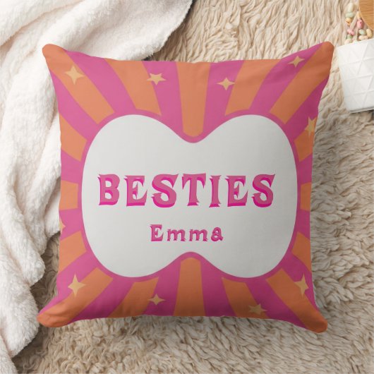 Custom "Besties" Sunburst Personalized Pillow – Em クッション (ブランケット)