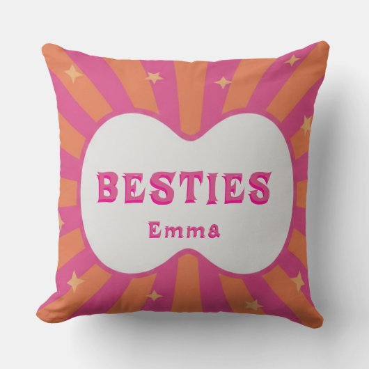 Custom "Besties" Sunburst Personalized Pillow – Em クッション (正面)