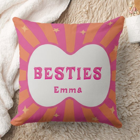 Custom "Besties" Sunburst Personalized Pillow – Em クッション