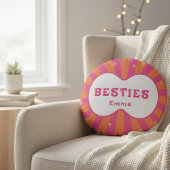 Custom "Besties" Sunburst Personalized Pillow – Em ラウンドクッション