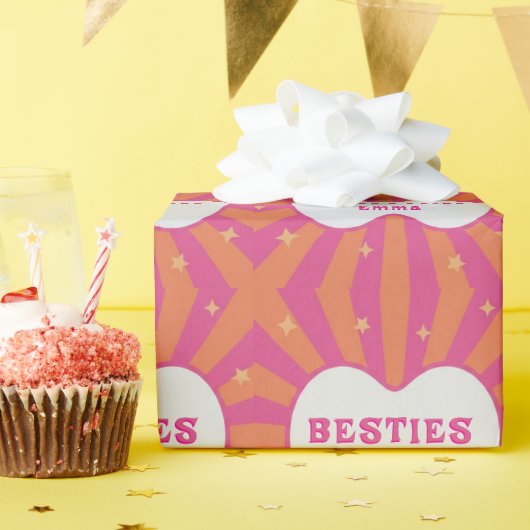 Custom "Besties" Sunburst Personalized Pillow – Em ラッピングペーパー (誕生日パーティー)