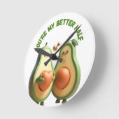 Custom Better Half Avocado Propose Day Gift ラウンド壁時計 (傾斜)