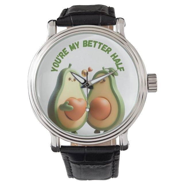 Custom Better Half Avocado Propose Day Gift 腕時計 (正面)