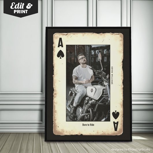 Custom Biker Wall Art, Biker Gift Ace of Spades ポスター