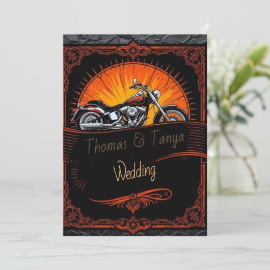 Custom Biker Wedding Invitation 招待状 (スタンド正面)