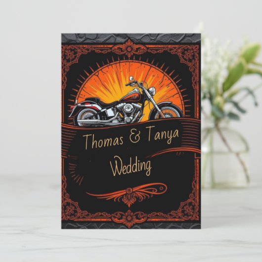 Custom Biker Wedding Invitation 招待状 (スタンド正面)
