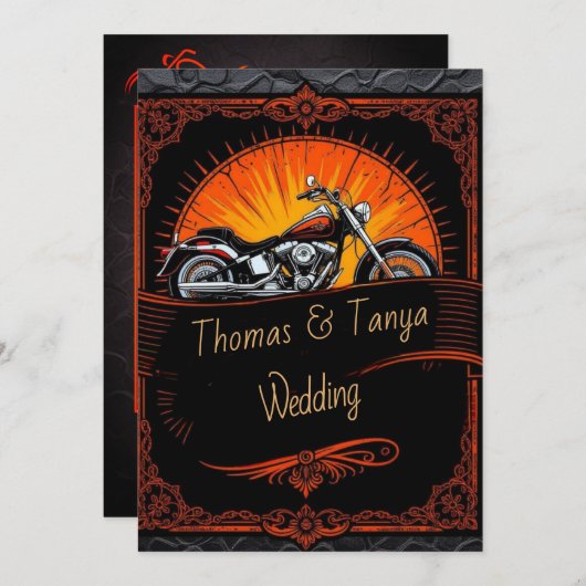 Custom Biker Wedding Invitation 招待状 (正面/裏面)
