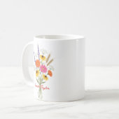 Custom Birth Flower Daisy Personalized Mug コーヒーマグカップ (正面左)