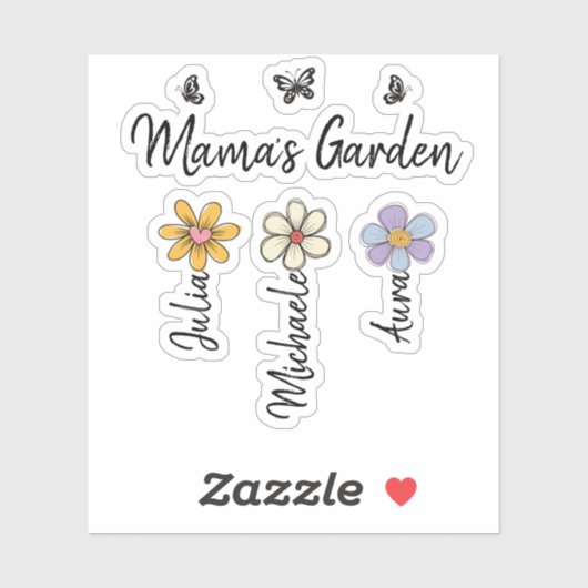 Custom Birth Flower Mug Names, Mama's Garden Gift シール (シート)