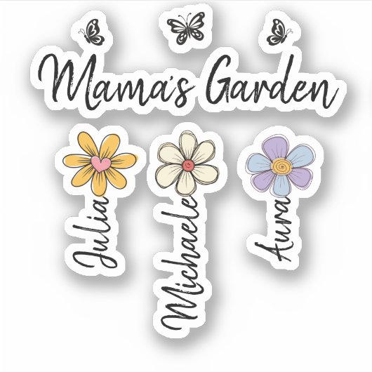 Custom Birth Flower Mug Names, Mama's Garden Gift シール (正面)