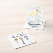 Custom Birth Flower Mug Names, Mama's Garden Gift スクエアペーパーコースター (インサイチュ)