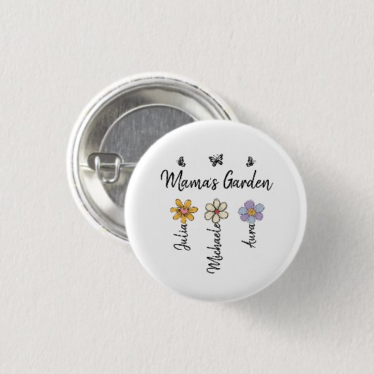 Custom Birth Flower Mug Names, Mama's Garden Gift 缶バッジ (正面&裏面)