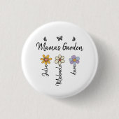 Custom Birth Flower Mug Names, Mama's Garden Gift 缶バッジ (正面)
