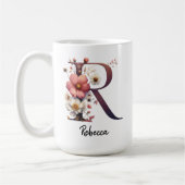 Custom Birth Flower Mug, Wildflower Monogram Mug コーヒーマグカップ (左)