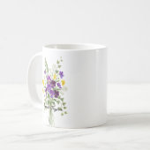 Custom Birth Flower Violet Personalized Mug コーヒーマグカップ (正面左)