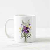 Custom Birth Flower Violet Personalized Mug コーヒーマグカップ (左)