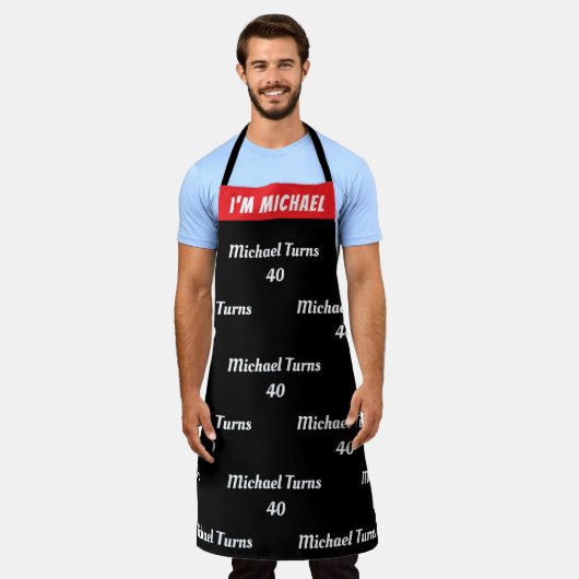 Custom Birthday Apron - Funny Name & Age! エプロン (着用した状態)