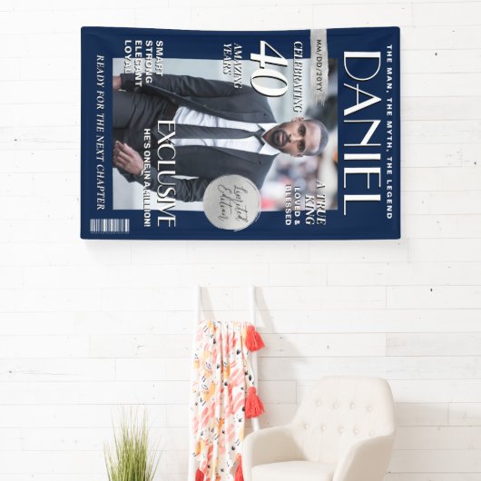 Custom Birthday Banner, Magazine Cover for Men 横断幕 (インサイチュ)